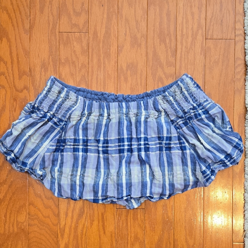 Free People Blue Plaid Skort Size Large